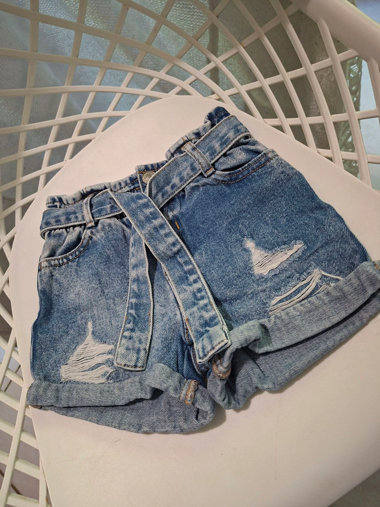 River Island Mini 18-24 months 92 cm blue high-waisted denim shorts – photo 7